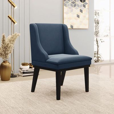 Kit 4 Cadeiras Decorativas Sala de Jantar Base Fixa de Madeira Firenze Suede Azul Marinho/Preto G19 - Gran Belo