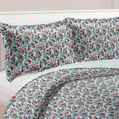 Kit Cobre Leito Colcha Mix King Estampado Dupla Face Floral 3 Peças - Clarisse