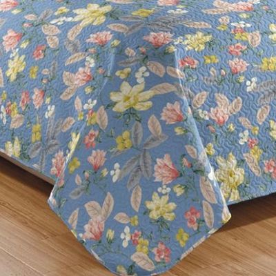 Kit Cobre Leito Colcha Mix King Estampado Dupla Face Floral 3 Peças - Leona