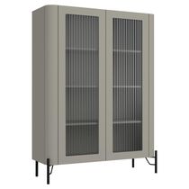 Cristaleira Sala De Jantar 2 Portas Vidro Pés Industrial Preto Naim I03 Grigio - Lyam Decor