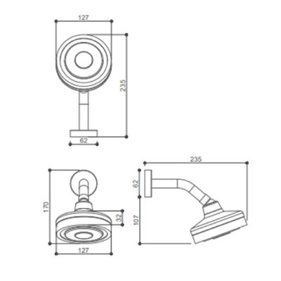 CHUVEIRO REDONDO DROP COM BRAÇO DE PAREDE 12CM EM AÇO INOX DOURADO ESCOVADO DP6720P