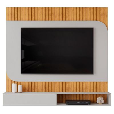 Painel Ripado TV 65 Pol com Bancada Suspensa 150cm Ezra D05 Cedro Bali - Lyam Decor