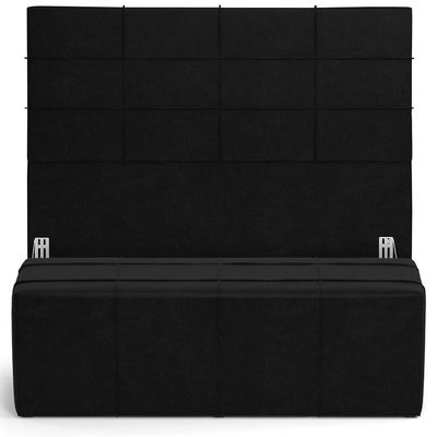 Kit Cabeceira Cama Box Casal 140cm com Calçadeira Roma W01 Couríssimo Preto - Lyam