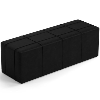 Kit Cabeceira Cama Box Casal 140cm com Calçadeira Roma W01 Couríssimo Preto - Lyam