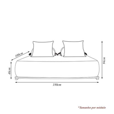 Sofá Modulado 6 Lugares com Almofadas Soltas Pés Madeira Maciça 360cm Homer Bouclê Preto G63 - Gran Belo