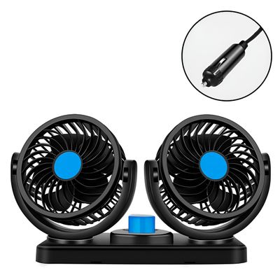 Mini Ventilador Duplo Automotivo Ajustável Painel Carro Cor:Azul