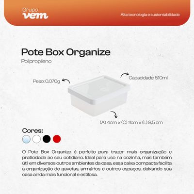 Pote Box Organize Branco em Polipropileno