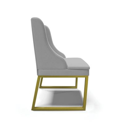 Cadeira Sala de Jantar Industrial Dourado kit 10 Liz Linho D03 - D'Rossi Cinza