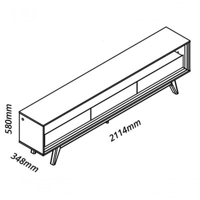 Rack Para Tv 2.2 Retrô Com Led Requinte Cinza Com Off White - Gelius Móveis