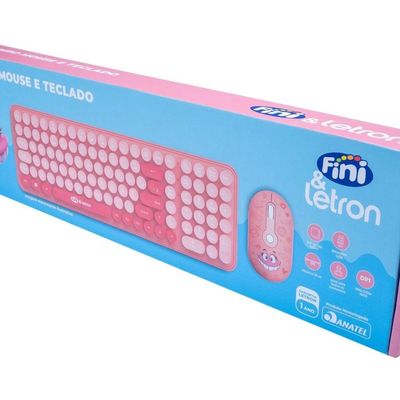 Kit Teclado E Mouse Letron Fini Sem Fio Rosa
