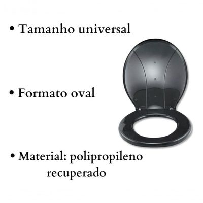Assento Master Vaso Sanitário Universal Oval Preto