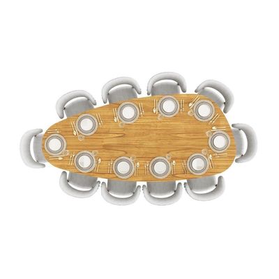Mesa De Jantar Orgânica Breeze 2,70 X 1,20m 10 Lugares Lâmina Natural De Madeira Damasco