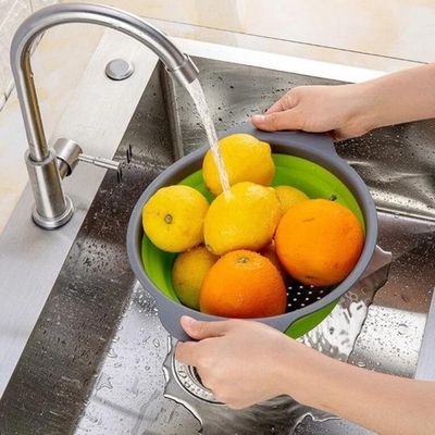 Escorredor Retratil Em Silicone Macarrao Legumes Arroz Salada Cozinha Verde