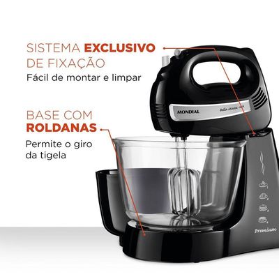 Batedeira Mondial Bella Massa B-23 Np Batedeira-220v-preto/inox 220V