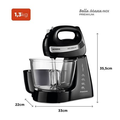 Batedeira Mondial Bella Massa B-23 Np Batedeira-220v-preto/inox 220V