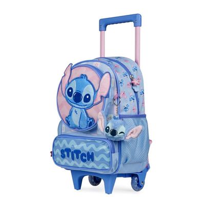 Mochila de Rodinha Feminina Infantil Stitch Baby Azul Clara U / Azul claro