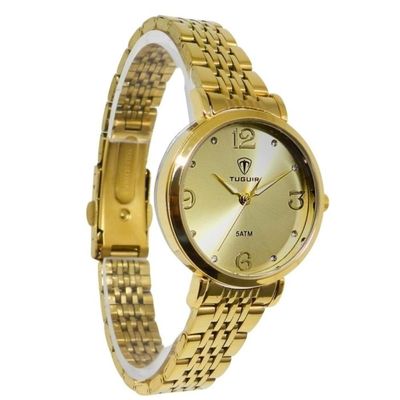 Relógio Tuguir Feminino Ref: Tg30382 Dourado Estojo Porta Jóias