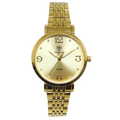 Relógio Tuguir Feminino Ref: Tg30382 Dourado Estojo Porta Jóias