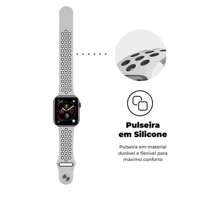 Pulseira para Apple Watch 42 / 44 / 45MM Armor Running - Branco e Preto - Gshield