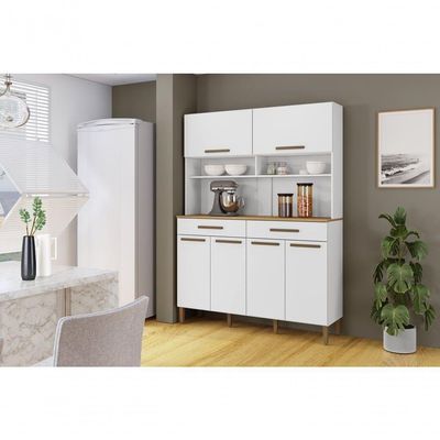 Kit Italia 6 Portas 2 Gavetas 6 Estantes Arte Moveis Branco