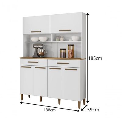 Kit Italia 6 Portas 2 Gavetas 6 Estantes Arte Moveis Branco