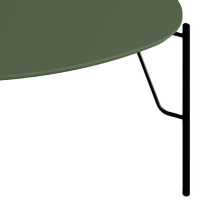 Mesa de Centro Para Sala de Estar Baixa Pés Industrial Preto Alef I03 Musgo - Lyam Decor