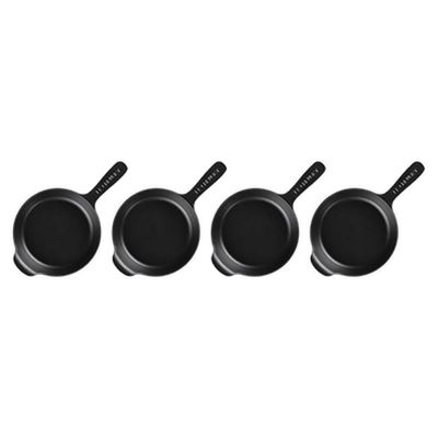 CONJUNTO 4 MINI SKILLET LE CREUSET GOURMAND 16CM EM FERRO FUNDIDO BLACK MATTE 20505160000425