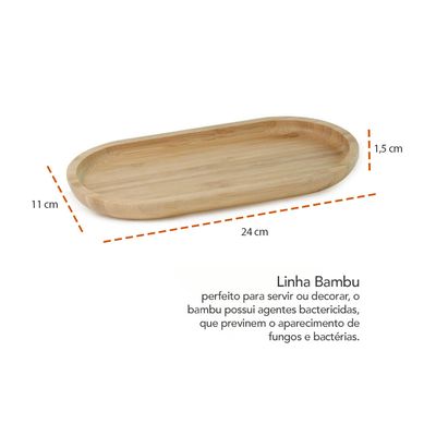 Bandeja de Bambu Prato Oval Petisqueira Servir Decorar 4un