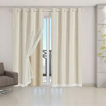 Cortina Blackout Voil Liso 2,80m x 2,30m Voil 100% Poliéster/Forro 100% PVC - Bege
