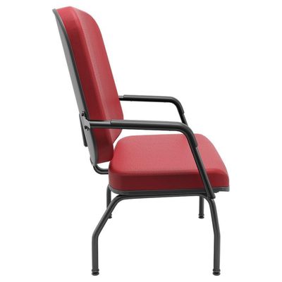 Kit 02 Cadeiras De Escritório Recepção Com Braço Fixa Preta Magno P03 Vinil Vermelho - Lyam Decor