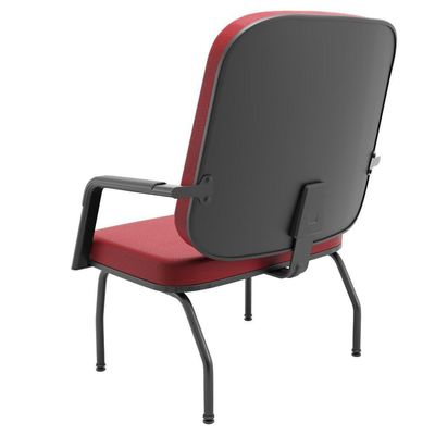 Kit 02 Cadeiras De Escritório Recepção Com Braço Fixa Preta Magno P03 Vinil Vermelho - Lyam Decor