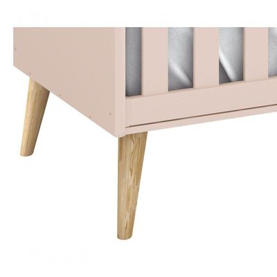 Berço Americano Théo New Rosa Fosco Com Natural - Moveisaqui