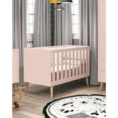 Berço Americano Théo New Rosa Fosco Com Natural - Moveisaqui