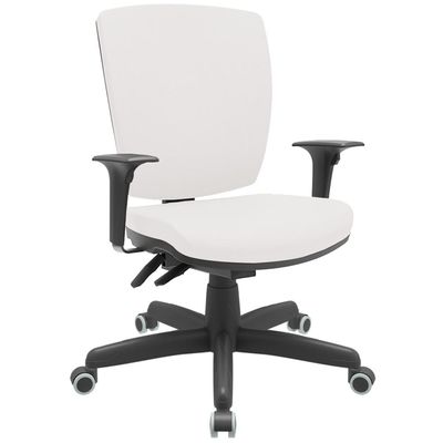 Kit 04 Cadeiras de Escritório Diretor Office Giratória Preto Alta Flexi P03 Vinil Branco - Lyam