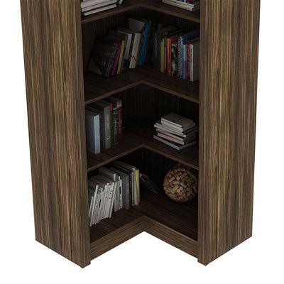 Estante de Canto Para Escritório E Home Office 4 Prateleiras Brandon 171x68cm T01 Nogal - Lyam Decor