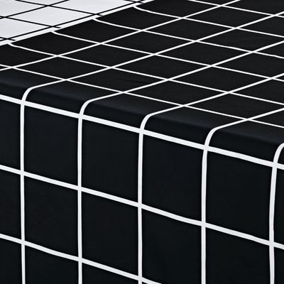 Jogo Cama Lençol Brooklyn Solteiro Quadriculado Micropercal 200 Fios 3 Peças - Preto