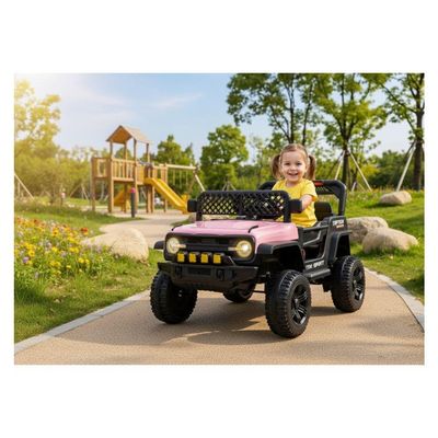 Jipe Elétrico Infantil Bang Toys N6 Com Controle Remoto Rosa 12v