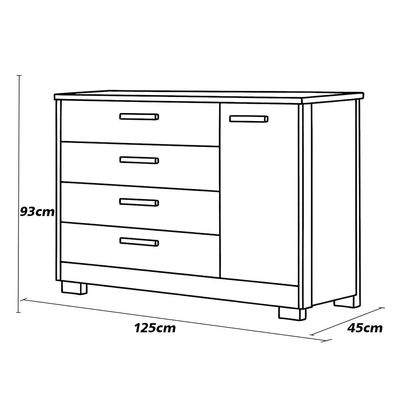 Comoda Zaki 1 Porta 4 Gaveta Branco Fosco Com Savana - Reller