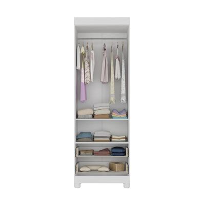 Guarda-roupa Infantil 62cm 2 Portas Com Vidro E 2 Gavetas Bombom Multimóveis MP4461 Branco-off White