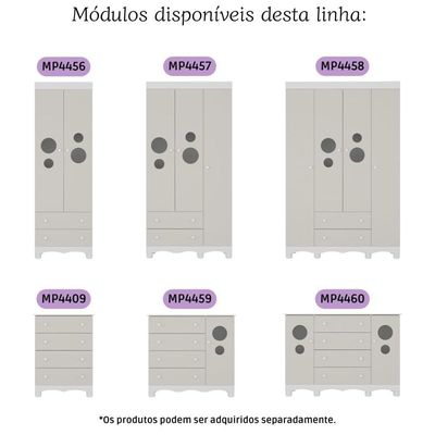 Cômoda Infantil 125cm 2 Portas Com Vidro E 4 Gavetas Suspiro Multimóveis MP4460 Branco-off White