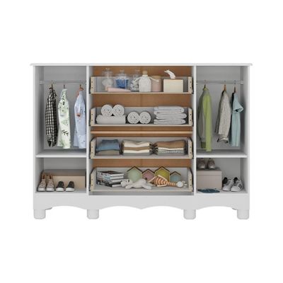 Cômoda Infantil 125cm 2 Portas Com Vidro E 4 Gavetas Suspiro Multimóveis MP4460 Branco-off White