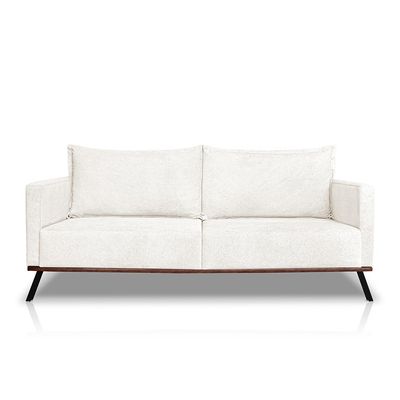 Sofá Living 3 Lugares com Pés de Ferro Almofadas Soltas 220cm Saiph Bouclê Off White G63 - Gran belo
