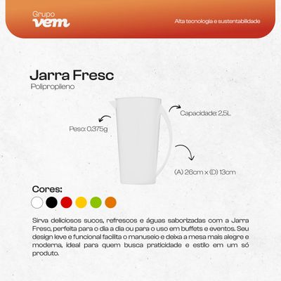 Jarra Fresc 2,5L Laranja em Polipropileno