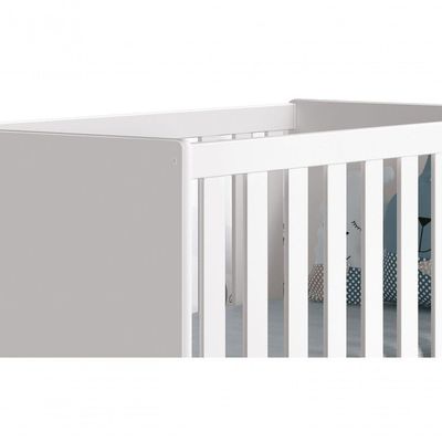 Berço Americano Théo New Branco Fosco Com Madeira - Reller