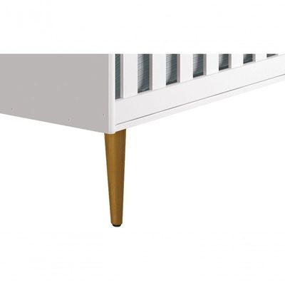 Berço Americano Théo New Branco Fosco Com Madeira - Moveisaqui