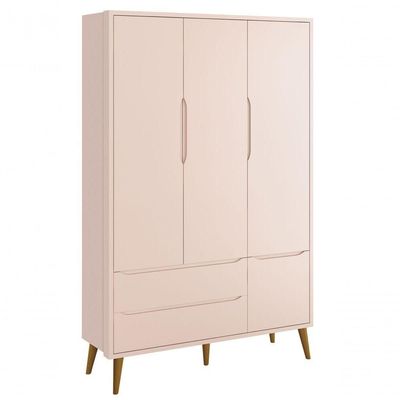 Jogo De Quarto Para Bebê Completo 3 Portas Théo New Rosa Fosco Com Madeira - Moveisaqui