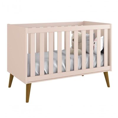 Jogo De Quarto Para Bebê Completo 3 Portas Théo New Rosa Fosco Com Madeira - Moveisaqui