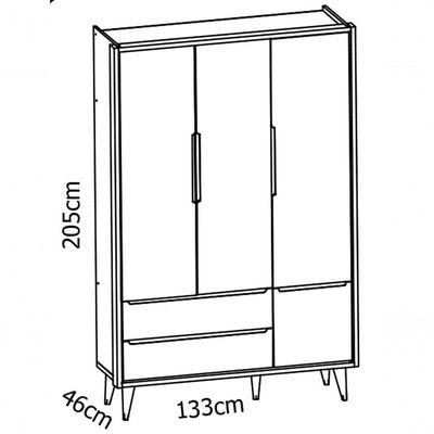 Jogo De Quarto Para Bebê Completo 3 Portas Théo New Branco Fosco Com Madeira - Reller