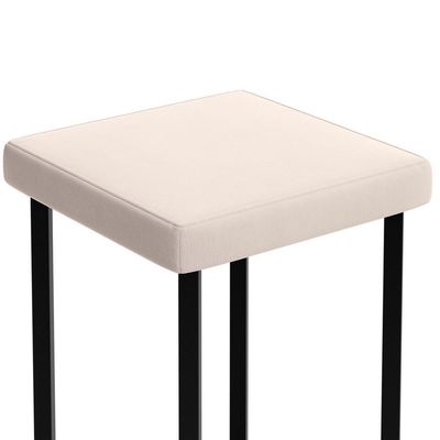 Kit 06 Banquetas Alta Bar Cozinha Sala De Jantar Preto Stella L02 Suede Bege - Lyam Decor
