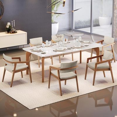 Kit 02 Cadeiras Para Sala De Jantar Estar Living Giorgia L02 Linho Palha - Lyam Decor